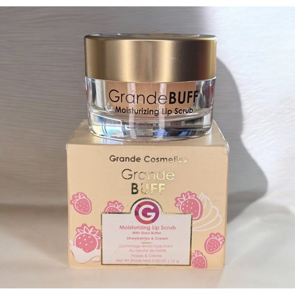 Grande Buff Moisturizing Lip Scrub Strawberries Cream 0.53oz. NIB